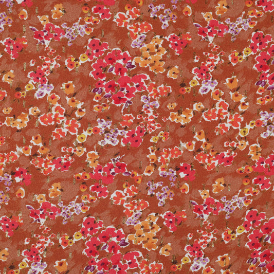 Viscose lurex digital small flowers