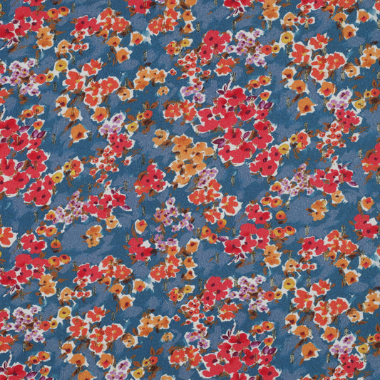 Viscose lurex digital small flowers