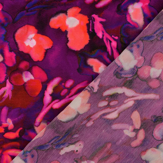 Digitally printed viscose satin